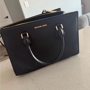 Michael Kors Black Satchel with Gold Accents